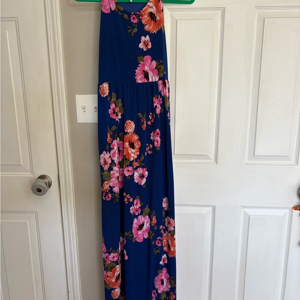 Maternity Pinkblush Floral Blue Maxi Dress